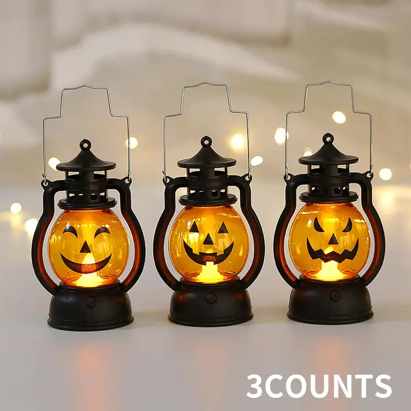 Halloween Pumpkin Oil Lantern, /box LED Hanging Light, Retro Hanging Light for Holiday Party, Perfect for Festive Decorations, Ornaments, Hanging Decorative Lights