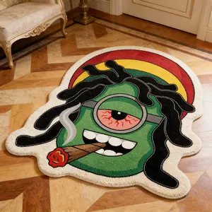 1 piece, green cyclops rug, Fluffy bedroom rug, floor mat, creative decorative rug, irregular rug, hand washable only, soft plush decorative rug, bedside mat, suitable for living room, bedroom, bay window, perfect gift for a friend