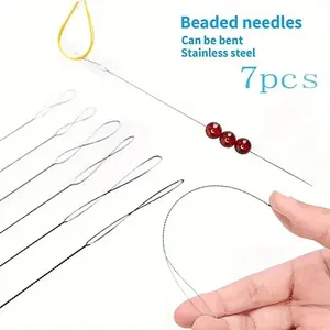 7pcs stainless steel bead needles, magic beads, DIY jewelry making tools, handicrafts, bead accessories, sturdy, durable, strong plasticity