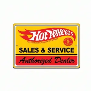 Hot Wheels Tin Vintage Metal Sign Toy Metal Cars Garage Man Cave Authorized Dealer, Vintage Garage Signs, halloween decor, home decor, wall decor
