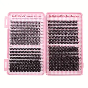 Individual False Eyelashes Kit, 640pcs Mixed Length False Eyelashes, DIY Professional Eye Makeup Accessories for Women and Girls, Fluffy Eyelash Clusters