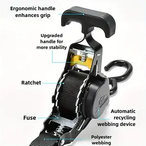 Retractable Ratchet Straps, - 1 Inch x 10 Feet (1,209lb Break Strength) - Auto Self Retracting Tie Down Straps, for Motorcycle, Truck, Trailer, Cargo, ATV, UTV