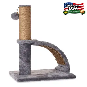VL 17"Deluxe Jute Cat Scratching Post with Arch Grooming Massager, Gray, Pack of 1