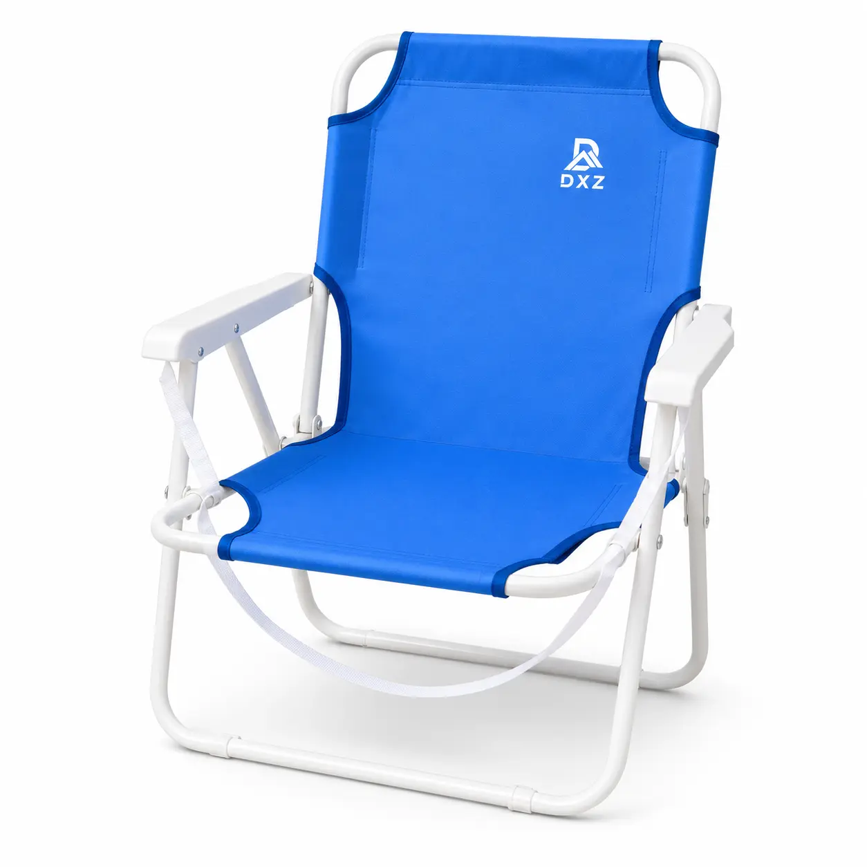 Adults' Low-Profile Foldable Outdoor Beach Chair with Built-In Armrests, Fabric Seat, Carry Strap, Portable for Beach, Camping, Lawn Use