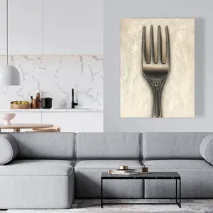 360 stand Rustic Vintage Fork Farmhouse Wall Photo Print - 36x48 in, 360-Degree Stand, Artistic Room Home Decor, Thoughtful Gift for Home Supplies, Decoration