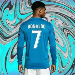 1718  Away Soccer Jersey Long Sleeve No. 7 Ronaldo Classic Quick Dry Breathable