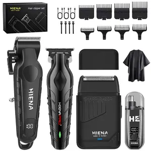 Chargable electric hair clipper for family use, smart digital display, complete set of accessories, a must-have hair trimming tool for home, portable wireless multi-functional hairdressing tool kit, easy to use for beginners, perfect as a gift