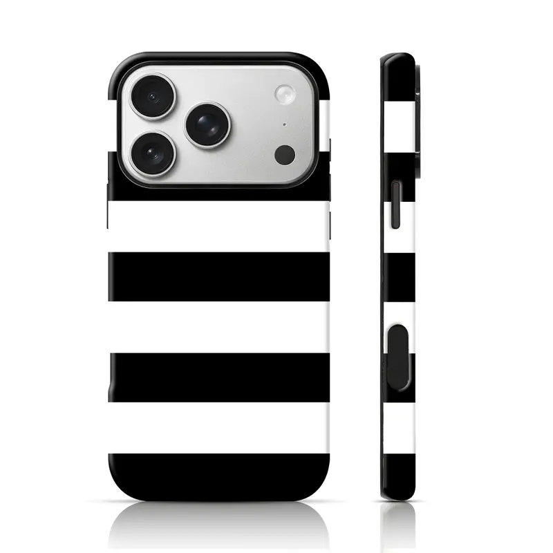 Classic Stripe Smartphone Casing - Double-Layer TPU Shockproof Handheld Device Protection for iPhone 17 Pro Max/16 Pro/15 Pro/15/14/13/12 & Samsung S26/S25 Ultra Personalized Cover, Devices