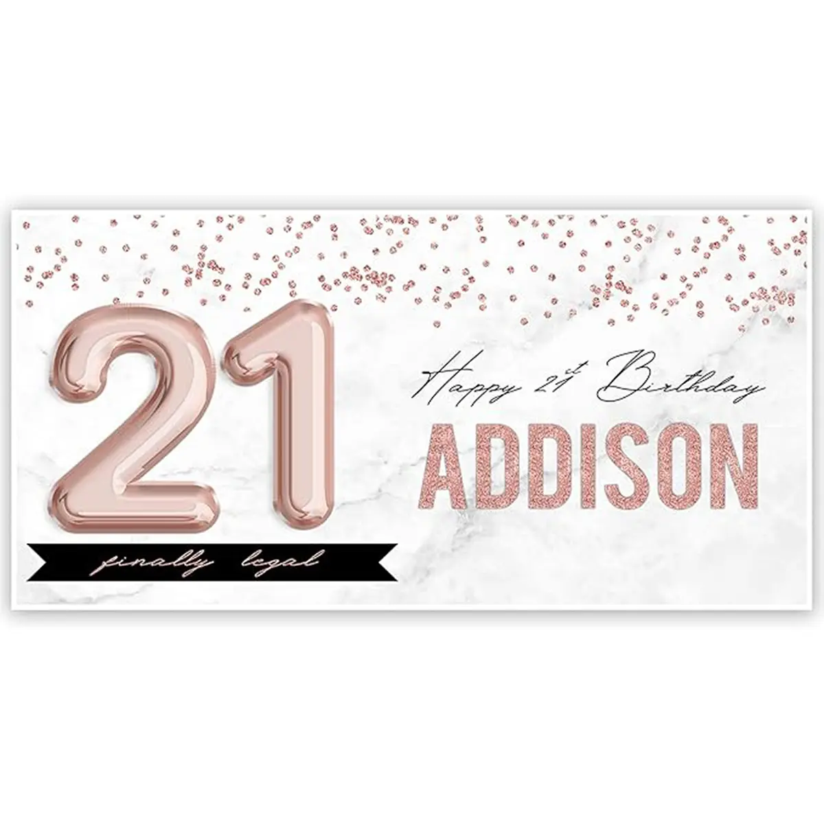Faux Marble Personalized 21st Birthday Banner