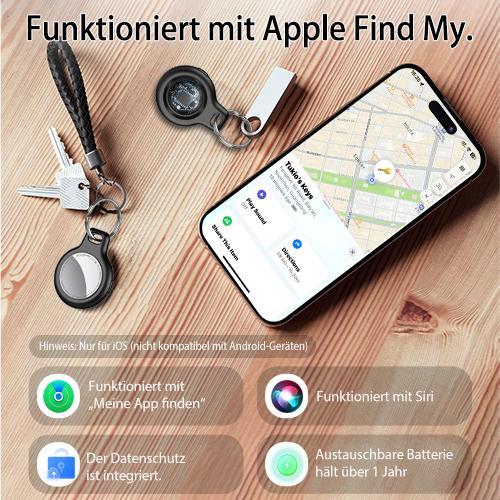 Summervibes Air Tags 4er Pack Schwarz, Smart Key Finder Kompatibel mit Apple Wo ist? APP (iOS NUR), Airtag für Schlüssel/Taschen, Koffer-Tracker mit Austauschbarer Batterien, Kleine Elektronik Tracker Summervibes Air Tags 4er Pack Schwarz, Smart Key Finder Kompatibel mit Apple Wo ist? APP (iOS NUR), Airtag für Schlüssel/Taschen, Koffer-Tracker mit Austauschbarer Batterien, Kleine Elektronik Tracker