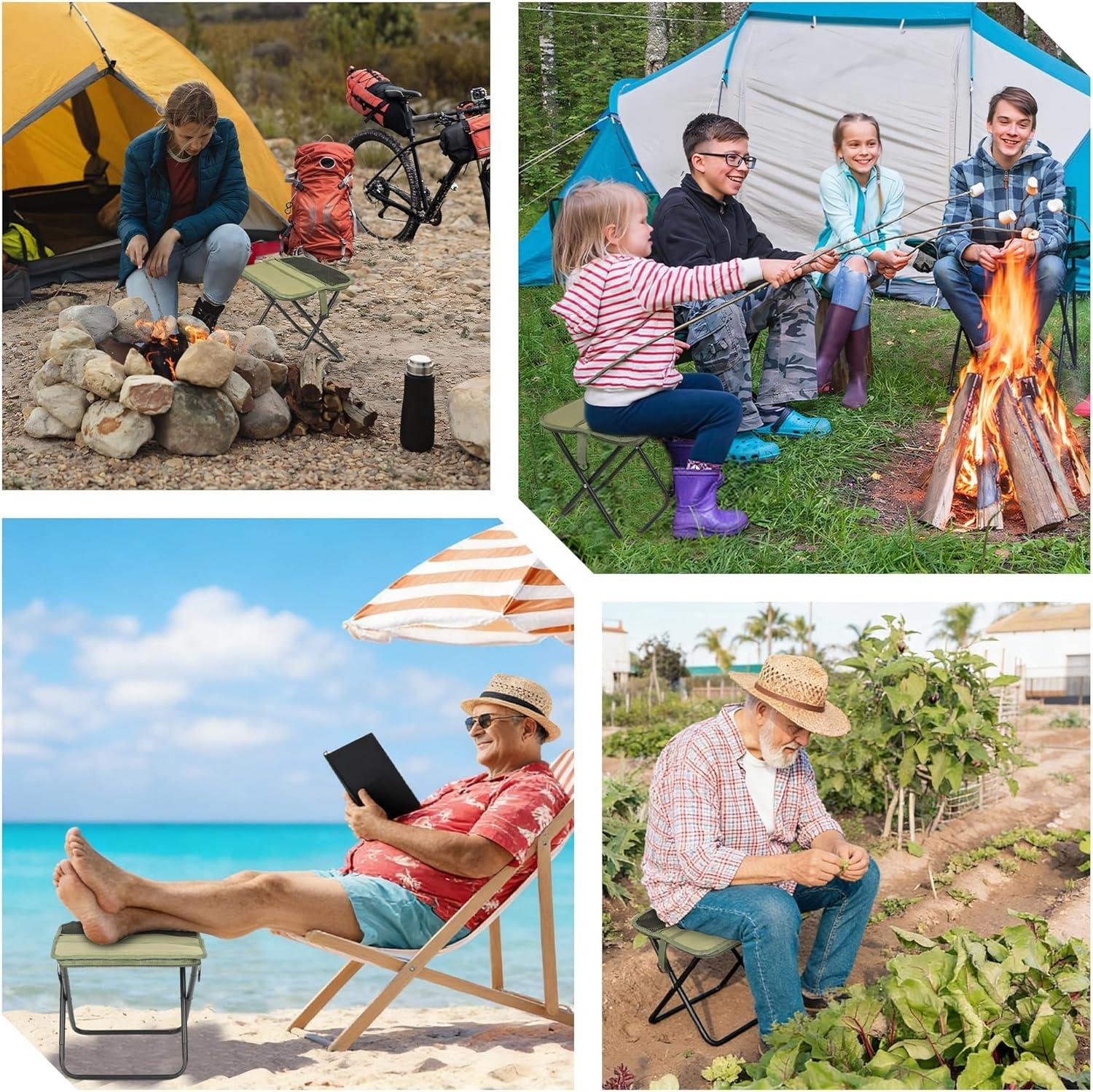 Stable Triangle Support Folding Stool, Foldable Retractable Structure, Outdoor Weather Resistant Performance, Collapsible Portable Chair for Hunting, Camping, Courtyard Party and Hiking
