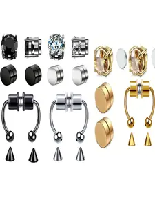 Trendy Titanium Steel Magnetic Earrings Set, Three Colors Available, No Piercing Required, Unisex Jewelry for Various Occasions