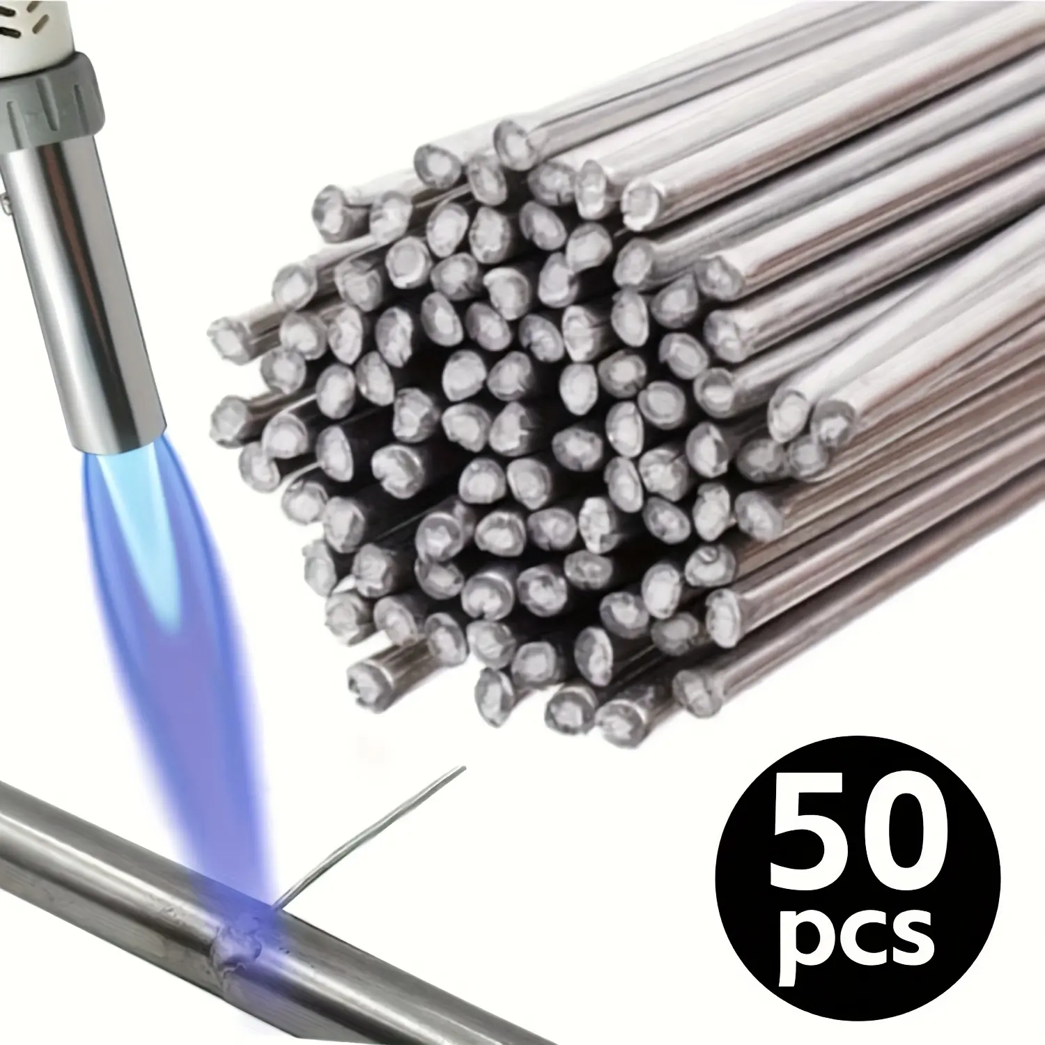 50 Pieces Low Temperature Soldering Rods, Easy Melting Low Melting Point Aluminum Alloy Welding Bars, Durable Construction, Ideal for Metalworking Projects, Tool Accessories