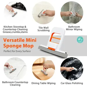 4/8‑Unit Lightweight Foldable Desktop Handheld Mop, Self‑Wring Wet‑Dry Sweeping Tool for Countertops, Glass Panels & Car Dashboards