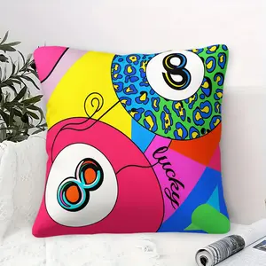 Vibrant Pop Art Lucky 8 Ball Leopard Print Throw Pillow with Insert, 17.7x17.7 Inch Ultra-Soft Cushion, Bold Colorful Billiard Design Decorative Pillow, Stylish All Season Home Decor for Living Room Bedroom