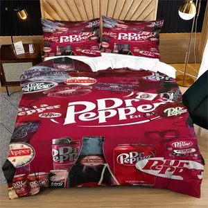 Beverage Themed Decorative Duvet Cover (Including 1 Duvet Cover And 1-2 Pillowcases), Dr. Pepper Bedding Set, Suitable For Decorating Bedrooms For Teenagers And Adults, Perfect Gift For Beverage Enthusiasts