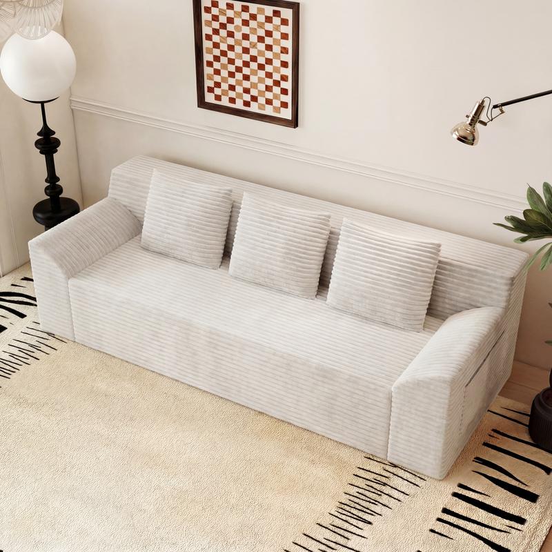 Space-Saving 71" Corduroy Sofa for Small Spaces, Apartments & Offices - 3-Seat Deep Couch, No Assembly Required, Comfy for Living Room, Bedroom, Conference