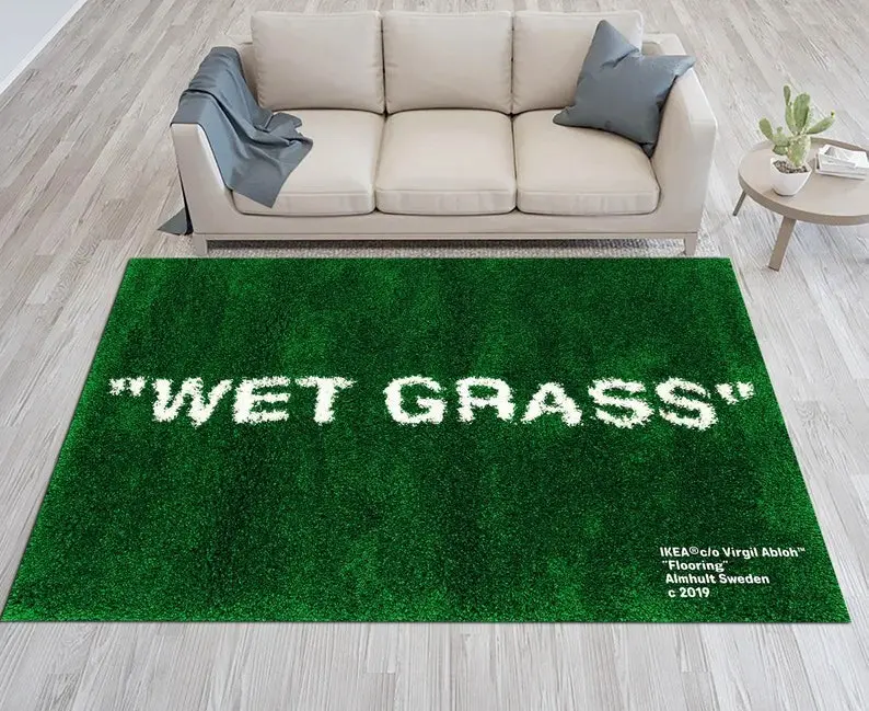 Wet Grass Velvet Rug/ Non-Slip Green Floor Covering