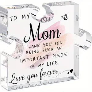 Best Mom Ever Gifts, Unique Mother Birthday Acrylic Puzzle-Shaped Plaque, Desk Decorations, Christmas Anniversary & Mothers Day Presents