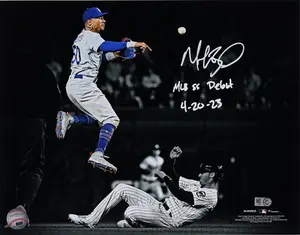 Mookie Betts Los Angeles Dodgers Autographed 11" x 14" Spotlight Photograph with "MLB SS Debut 4/20/23" Inscription - Fanatics Authentic Certified