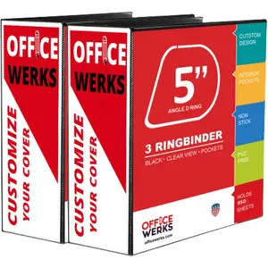 Extra-Large 3-Ring Binder | Heavy-Duty 5-Inch D-Ring Office Organizer |  Clear Overlay View Binder | Archival-Grade Legal Storage | Holds 950+ Sheets | Interior Pockets | Pack of 2