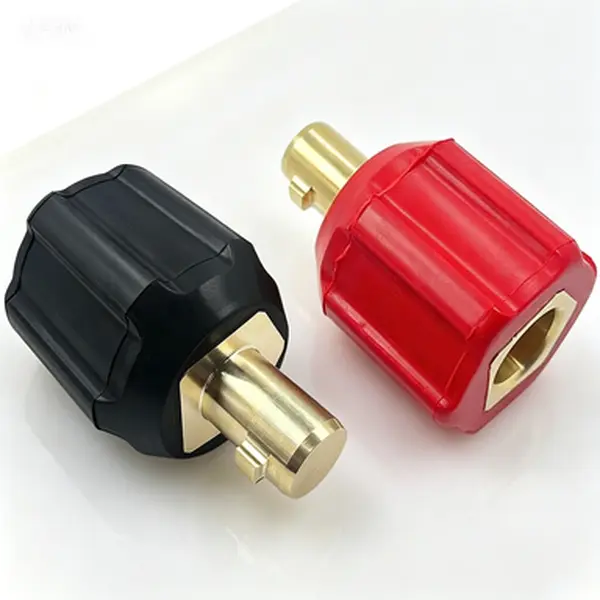 Welding Lead Adapter Set - Anti-Looseness High-Hardness Dual Dinse-Type Connectors, LC40 Interface Machine Plug, Lenco/Tweco Style LC40 Male to Dinse Female for MIG/TIG Welders Cable Terminals, 1 Red & 1 Black Reusable, Dual Adapters, 0.508-Inch Precision