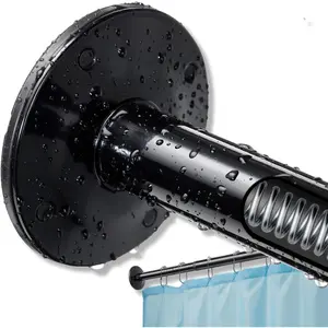 Dual-Tension Shower Rod 42-101 Inch, No-Drilling Pole, 1.1 inch No Sag No Slip, Rustproof for, Windows,Room Divider,Black