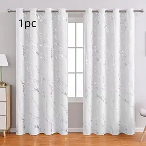 1pc Modern Minimalist Marble Curtains, Background with Glossy Silver Pattern, Perfect for Modern Apartments and Offices