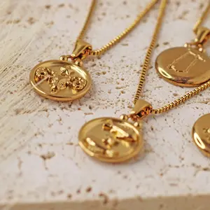 Zodiac Necklace Round Pendant