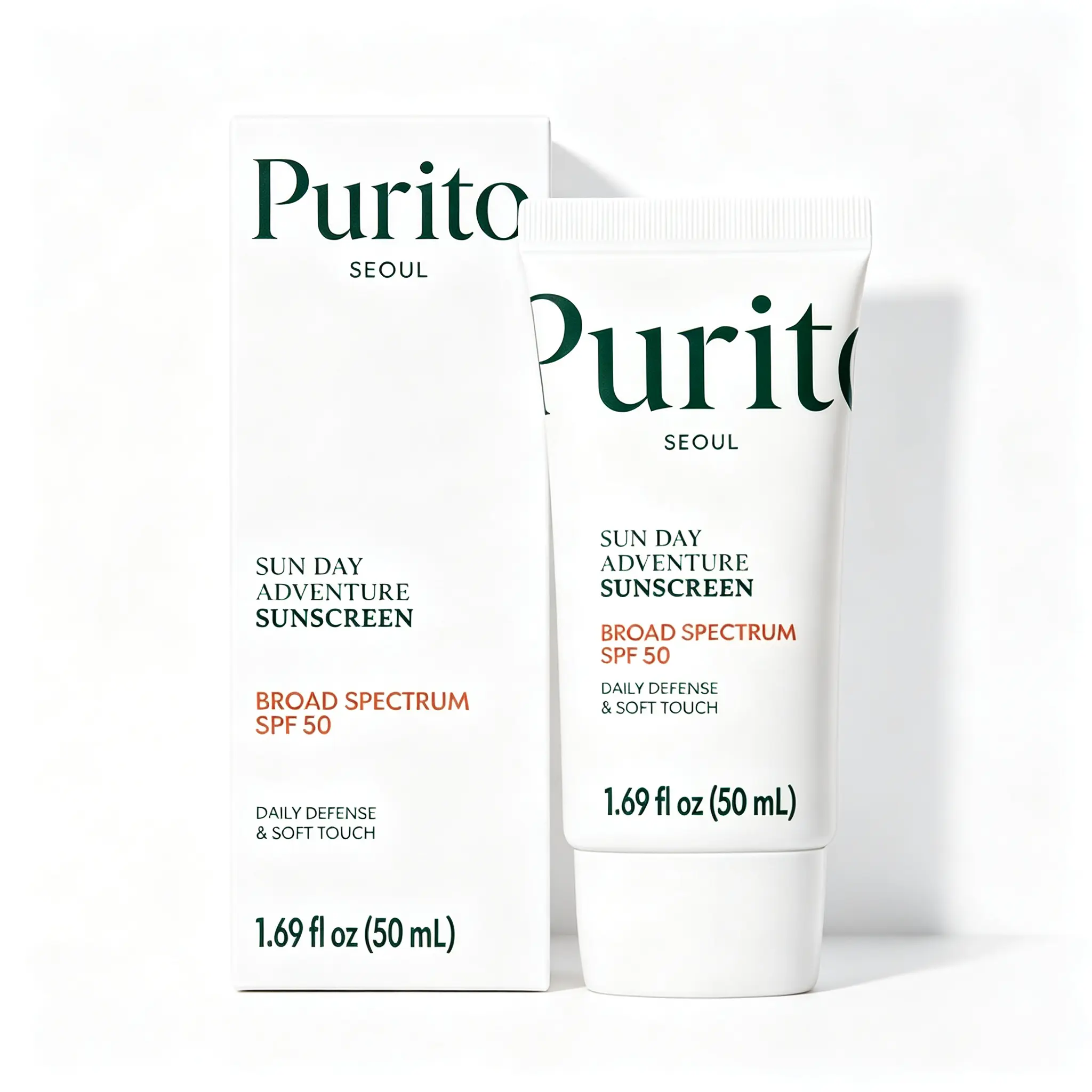 Sun Day Adventure Korean Vegan Sunscreen SPF 50 broad spectrum UVA/UVB protection, lightweight oil-free non white cast formula with silky smooth texture, suitable for all skin types daily facial skincare