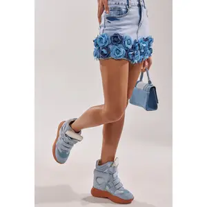 MARANTO BLUE WEDGE FAUX SUEDE SNEAKER