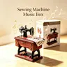 Retro Plastic Sewing Machine Clockwork Music Box - Castle in Sky, 2 Classic Tunes, Battery-Free, Drawer-Play, Smooth Finish, Kid-Safe Edges, Delicate Moving Parts, Neutral Tone, Realistic Interactive, Home Decor Items, Gift Idea for Mothers