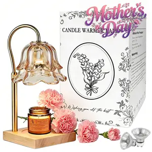 Mother's day Height Adjustable Gold Floral Candle Warmer Lamp with Auto Timer, No Flame Safe Wax Melting Lamp to Create Cozy Atmosphere in Bedroom Living Room and Add Stylish Touch to Home Interior