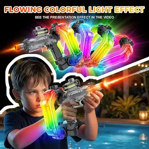 Electric Water Guns for Kids Adults - 2026 New Automatic LED Water Blaster with Strobe Lights, Long Range & Large Capacity Water Pistol, Rechargeable Squirt Guns, Outdoor Summer Toys for Pool Beach