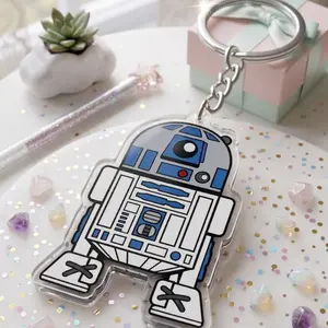 Droid Enamel Acrylic Keychain Set, R2-D2 R5-D4 Gonk Droid Keychain,Retro Sci-Fi Collectible Badge, Cute Space Robot Accessories Gift for Fans