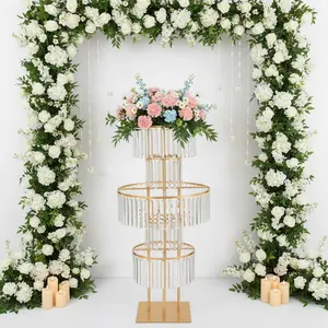 Modern 5 Tier Gold Acrylic Flower Stand for Party Wedding Banquet Decoration Modern 5 Tier Gold Acrylic Flower Stand for Party Wedding Banquet Decoration