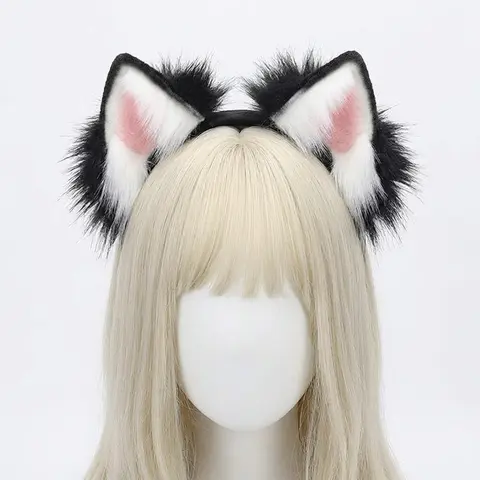 Premium Plush Motorized Bunny Ear Headband Prop - Rechargeable, Animal-Themed, Motion & Touch Sensing, Realistic Movable Design, 6H Runtime, Black White, 1 Size, Halloween Cosplay Accessory, Party Decoration Supply, Motorized Model - Black White