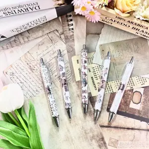 Cow Pattern Ballpoint Pen (5 Counts), Retractable Ballpoint Pen, Smooth Writing Pens, Writing Pen for Office School Student, Office Stationery & Supplies