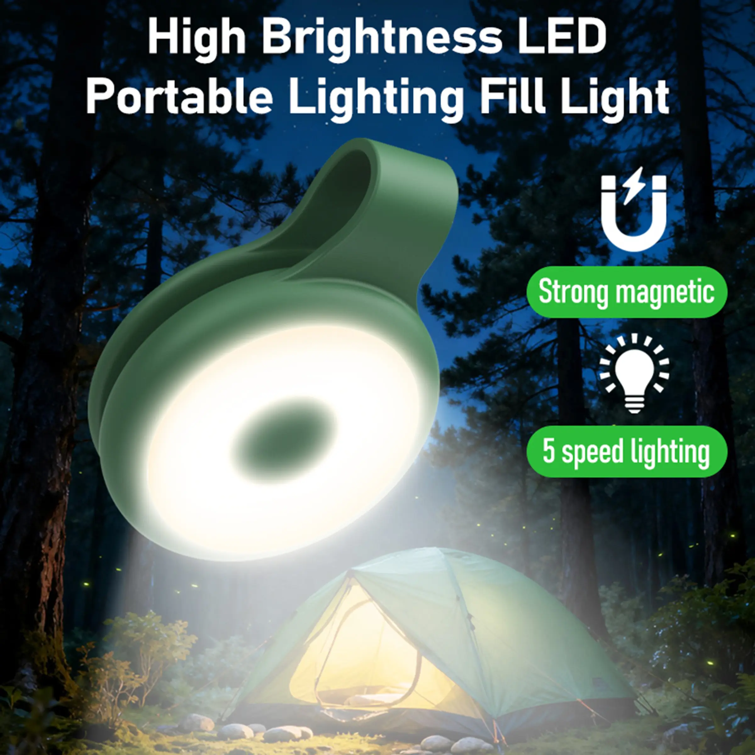 Magnetic LED Safety Light Clip-On, Rechargeable High Brightness, 5 Cold Warm Lights, Night Glow, Ideal for Hiking, Camping, Running, USB Rechargeable Light, Rechargeable Outdoor Lighting