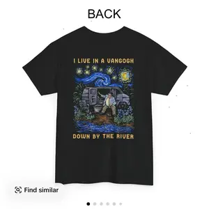 I Live in a Van Gogh Down by the River Funny Graphic Tee- Chris Farley Inspired T-Shirt, Starry Night Art Shirt Unisex Cotton Viral Humor Gift