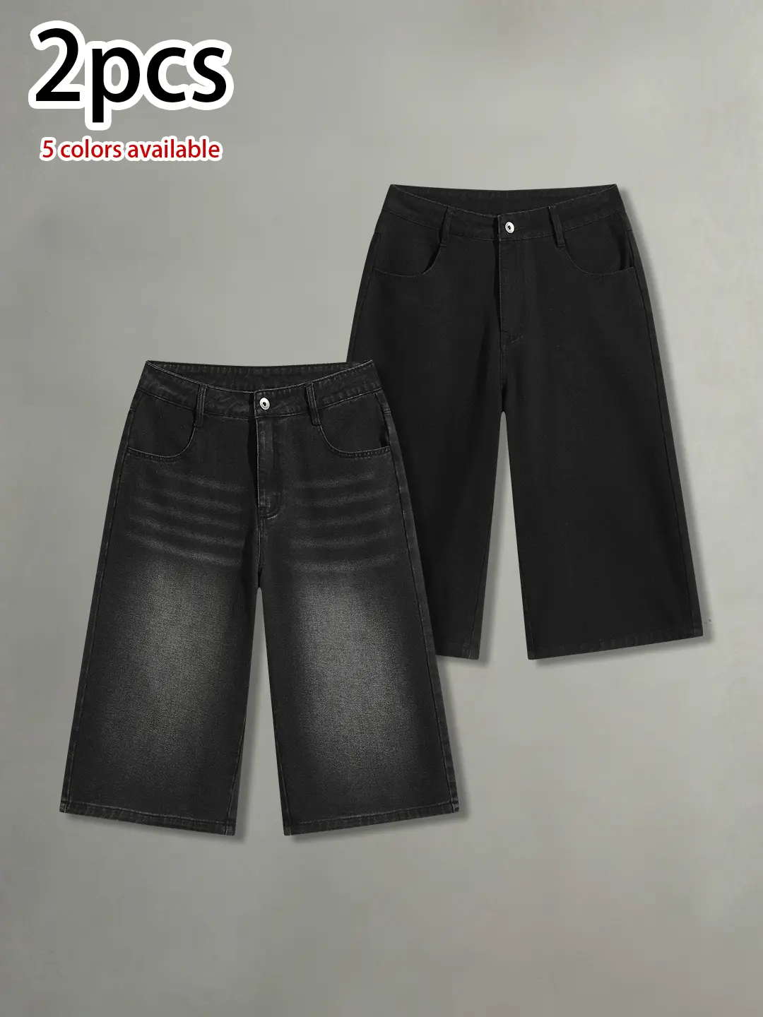 Multi-pack: summer men’s washed distressed denim capris—cotton, comfortable, skin-friendly, versatile casual athletic shorts; retro street style, loose fit capris.