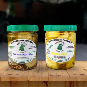 Completely Pickled Gourmet Food Bundle – Traditional Dill Pickles & Pickled Pineapple Snack Jars