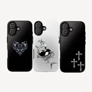 Chrome Heart Style Magsafe Phone Case | Gothic Chrome Heart Case | Silver Cross Phone Case |  For iPhone 17 16 15 14 Pro Max