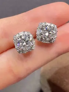 1 Pair Classical Cubic Zirconia Stud Earrings For Women For Wedding Engagement Anniversary Party Jewelry Gift Cubic Zirconia Stones Cubic Zirconia Gemstone High Quality Shining Earrings