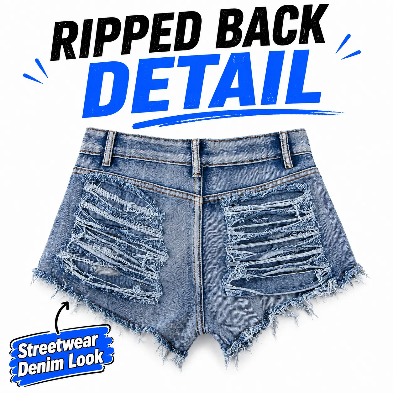 Women’s High Waisted Distressed Denim Shorts, Extreme Ripped Cutoff Jean Shorts with Raw Frayed Hem, Y2K Summer Festival Shorts