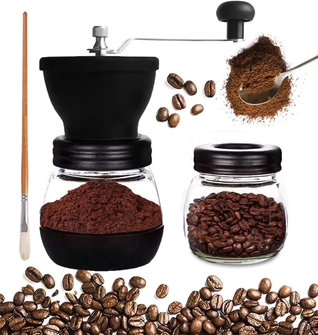 Manual Coffee, Spice Manual, Jars, Burr, Grind, Easy to, Compact, 3 Piece Set, Stainless
