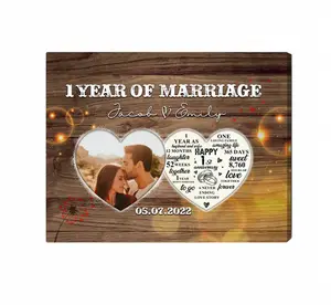 Personalized First Year of Marriage Canvas - 1 Year Wedding Anniversary Gift Canvas Wall Art Canvas Decor Poster