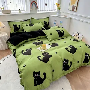 Cute Cat Pattern Duvet Cover Set, 3 Counts/set Including 1 Count Duvet Cover & 2 Counts Pillowcase without Filler, Soft Comfortable Bedding Set for Home Bedroom