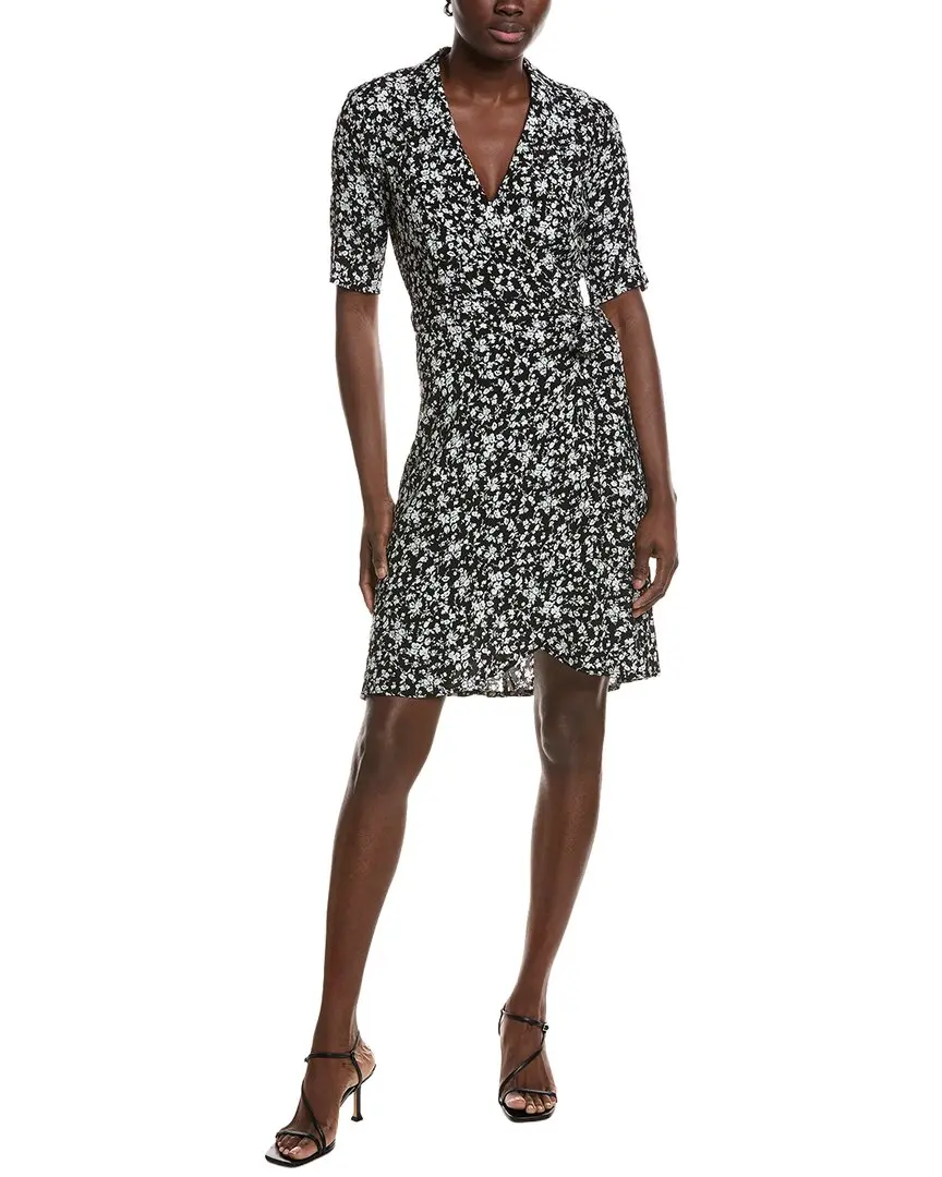 GANNI Printed Crepe Wrap Dress