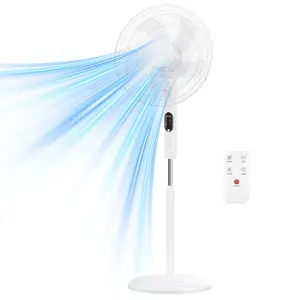 Quiet pedestal fan with remote control, 17-inch oscillating standing fan with 3 speeds and 3 modes (Normal/Nature/Sleep), 15-hour programmable timer, adjustable height and 80° wide-angle oscillation, tool-free assembly for indoor home office